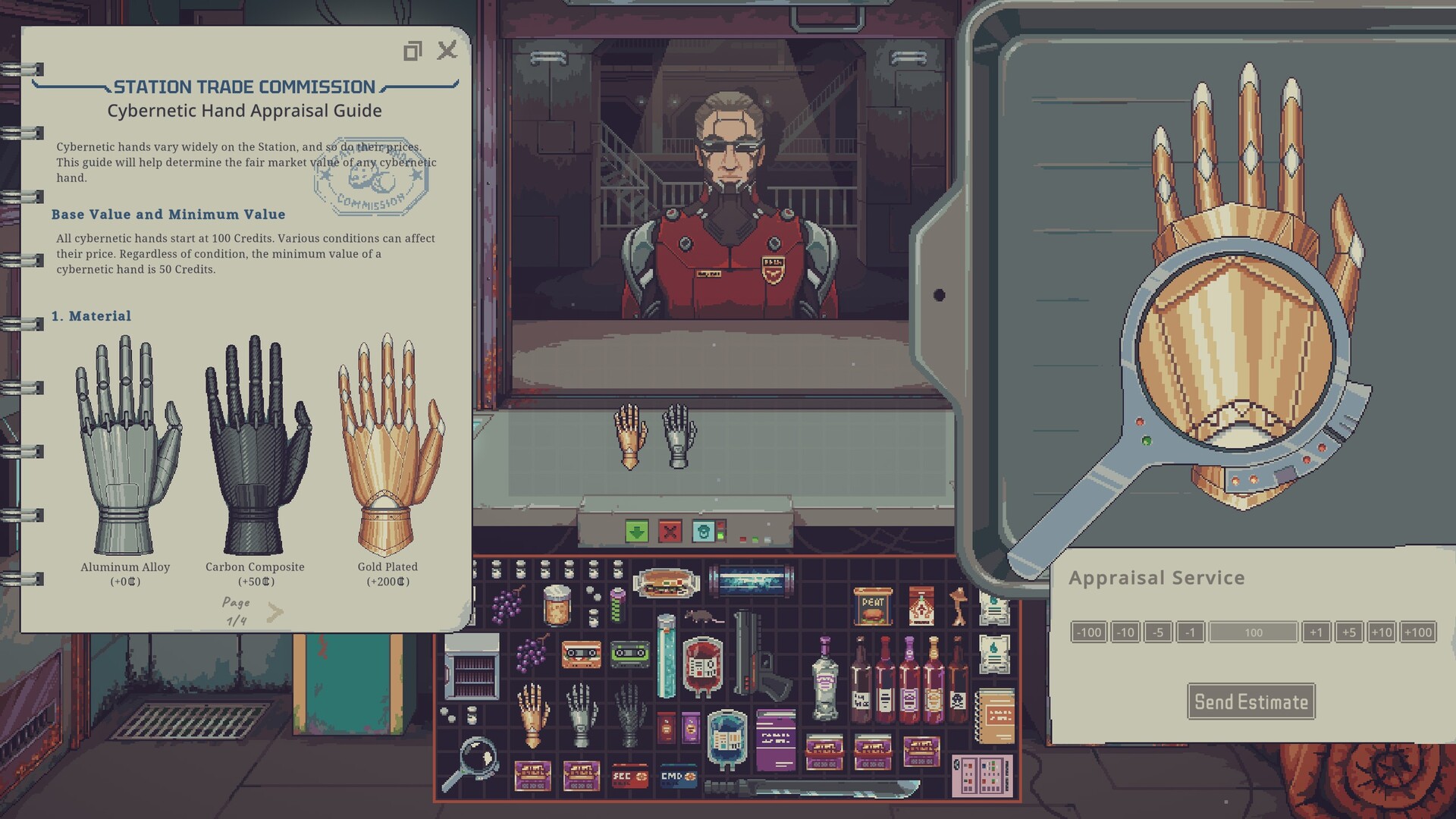 Appraising merchandise to pick the best perks in Probably Stolen